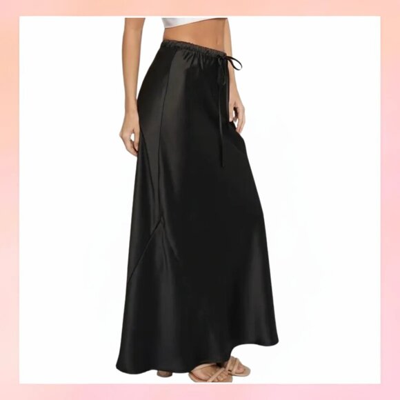 Dresses & Skirts - Black Satin Maxi Skirt – Chic & Elegant